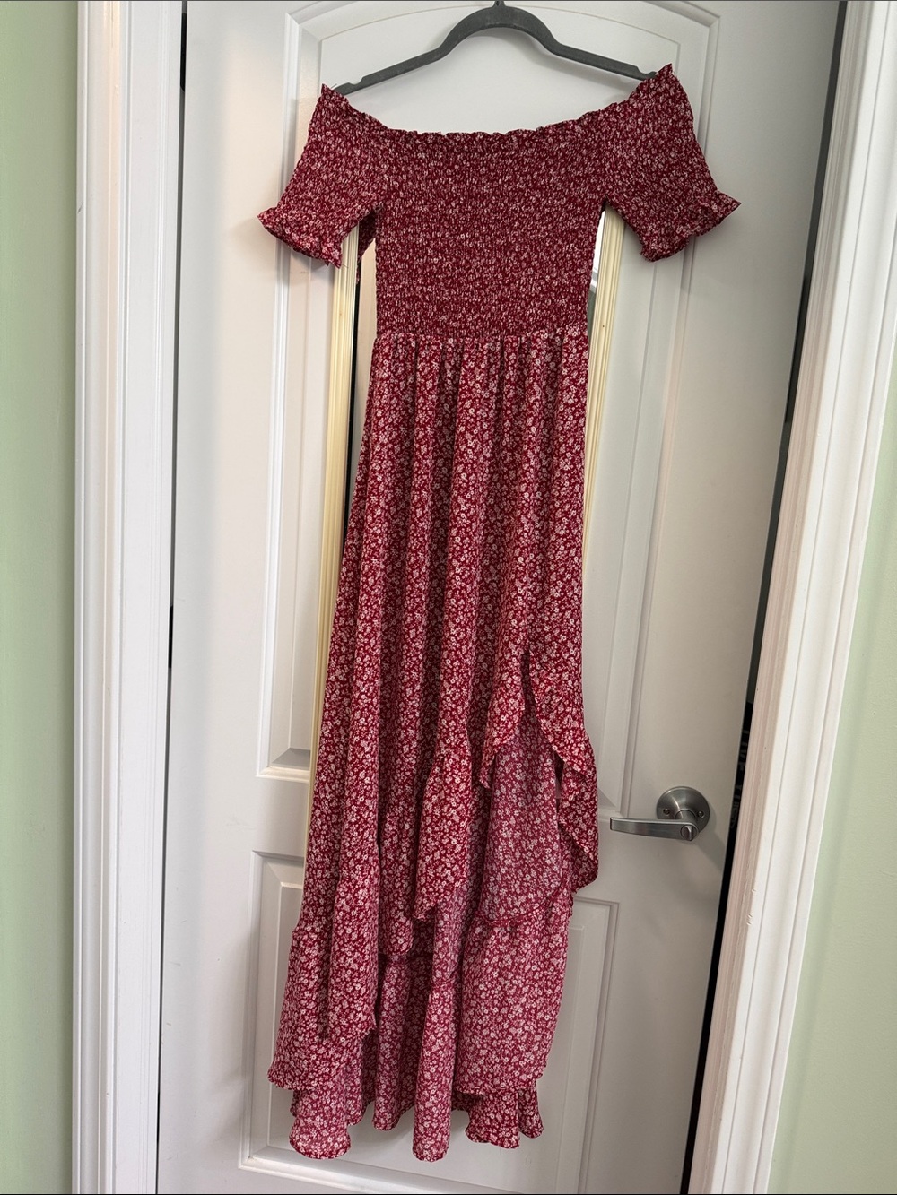 Francesca's Collections Red Floral High-Low Maxi Dress